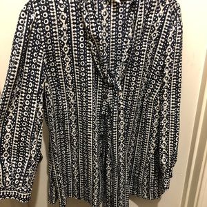 Tory Burch Vintage Print Tie Blouse